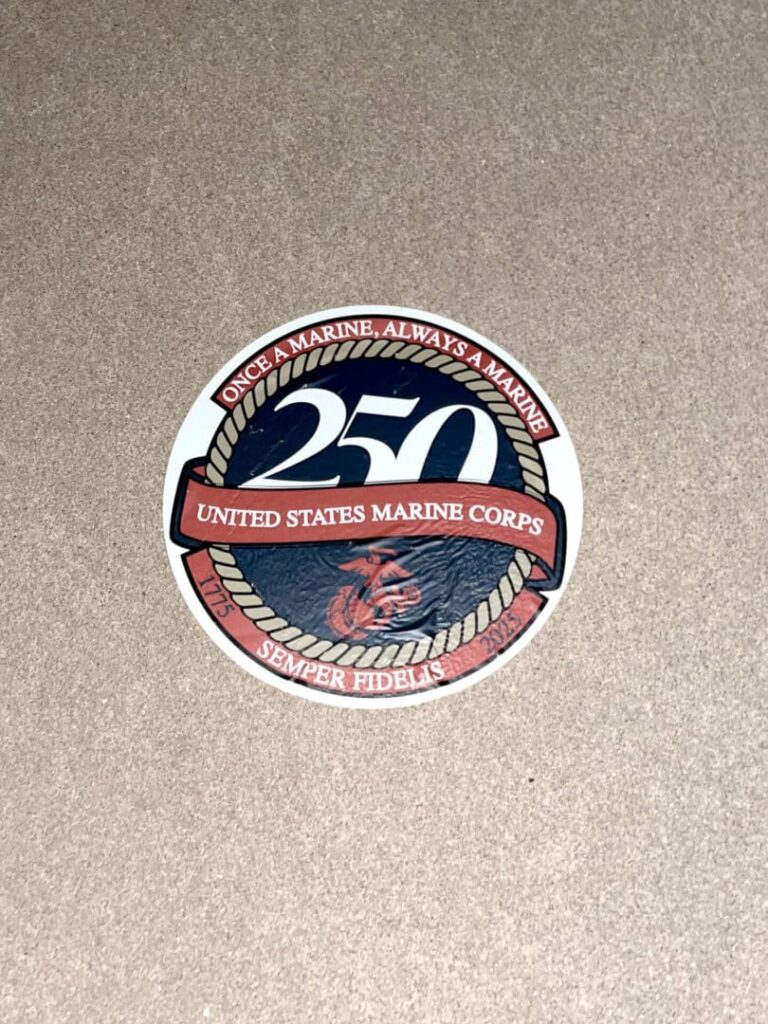 U.S. Marine Corps sidewalk decals placed by American Guerrilla Marketing for a high-visibility ground campaign.