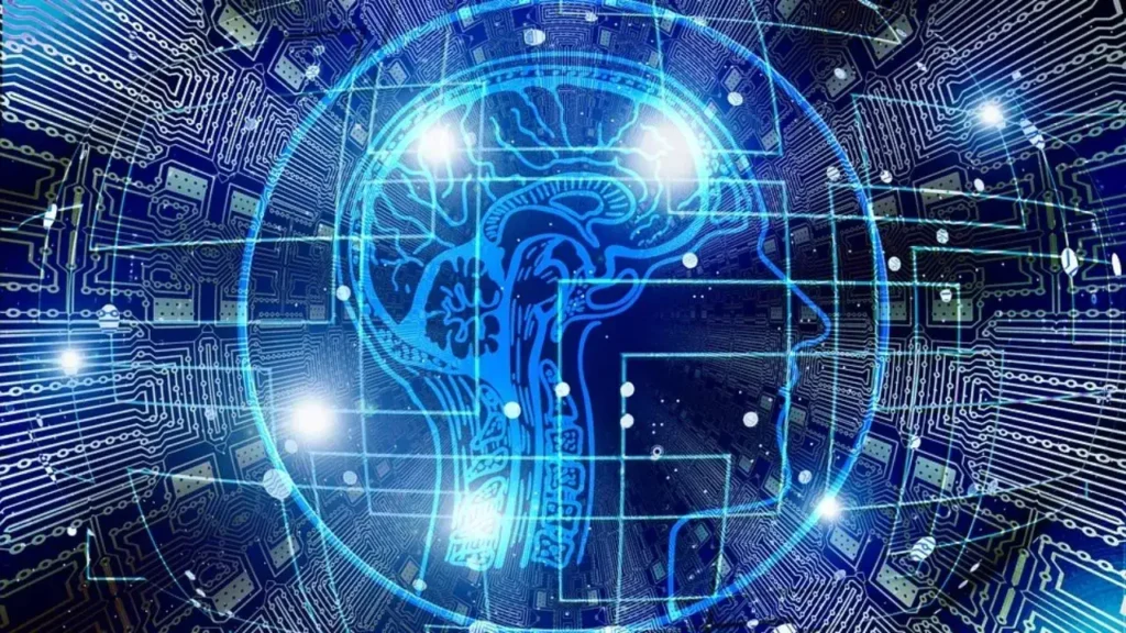 Digital illustration of a human brain integrated with circuit patterns, symbolizing the fusion of technology and marketing strategies in data collection and augmented reality.