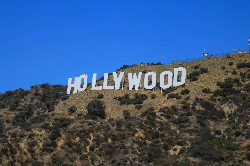 Hollywood Sign on hillside.