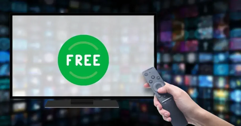Hand holding a remote control pointing at a television screen displaying the word "FREE" in green, symbolizing promotional marketing strategies for advertising campaigns.