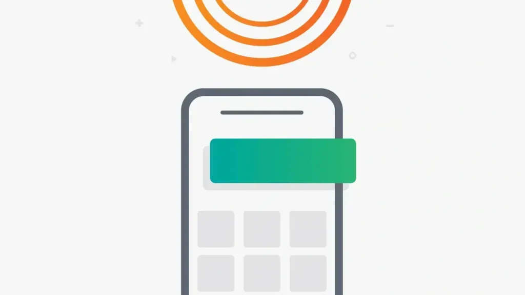 Smartphone with signal waves above, representing mobile app performance marketing and retargeting strategies in advertising.