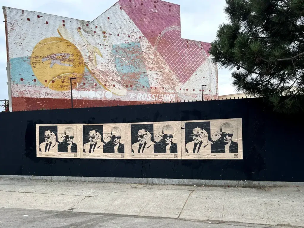Street art: five men adjusting sunglasses.