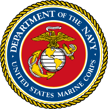 Seal of the United States Marine Corps featuring an eagle, globe, and anchor, representing the Department of the Navy.