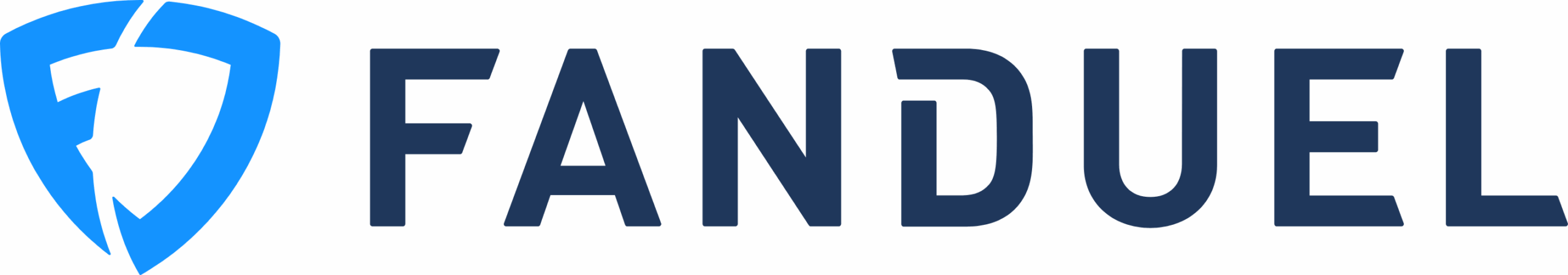 Logo of FanDuel, featuring a stylized shield with a lightning bolt, representing innovative branding in the digital sports betting industry.